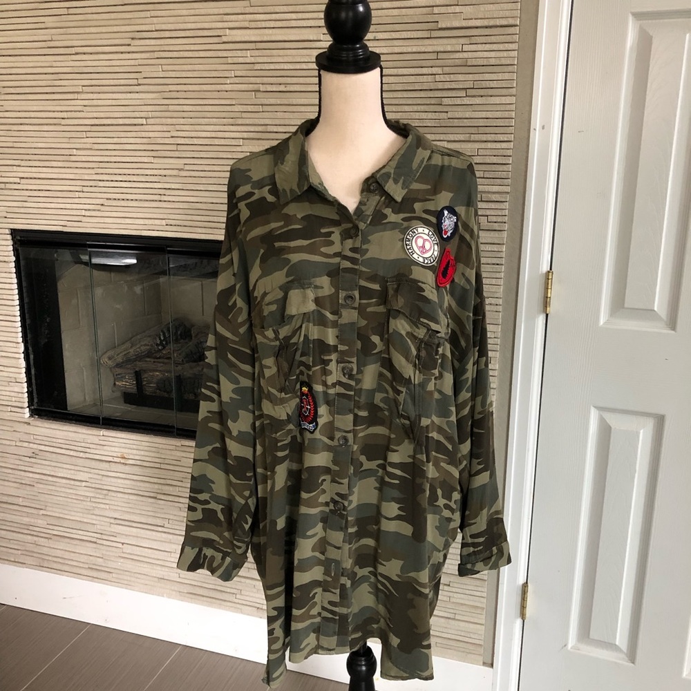🆕💚🇺🇸 New Look army/ camo long sleeve shirt 3XL
